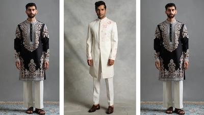 Style tips for men: While the sherwani remains a cherished classic, new-age silhouettes are emerging that allow men to express their personality without looking overly formal (Images: Gargee Designer’s)