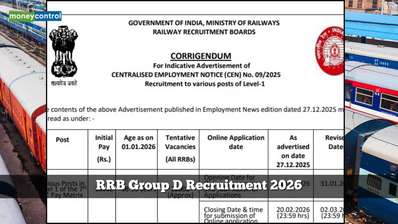 RRB Group D 2026 application date postponed to Jan 31 for 22000 Railway jobs, details here