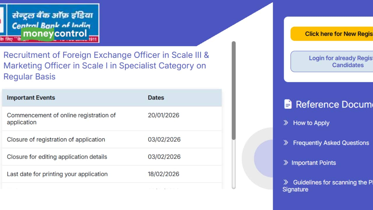 Central Bank of India Recruitment 2026: Application Begins for 350 Vacancies; Link to Apply Here