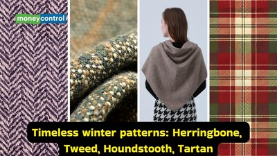 Most popular winter patterns: Herringbone, Tweed, Houndstooth, Tartan (Images: Canva)