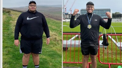 From not being able to walk for 5 minutes without panting to now running marathons, Josiah Ojofeitimi has come a long way in his fitness journey. (Picture Credit: Instagram/@weightlosswithojo)