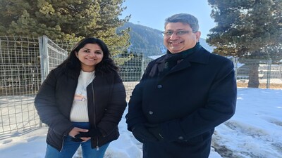 KPMG India CEO Yezdi Nagporewalla with Moneycontrol's Chandra R Srikanth at the World Economic Forum in Davos