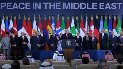 US President Donald Trump at the Gaza peace conference in Egypt in October 2025.