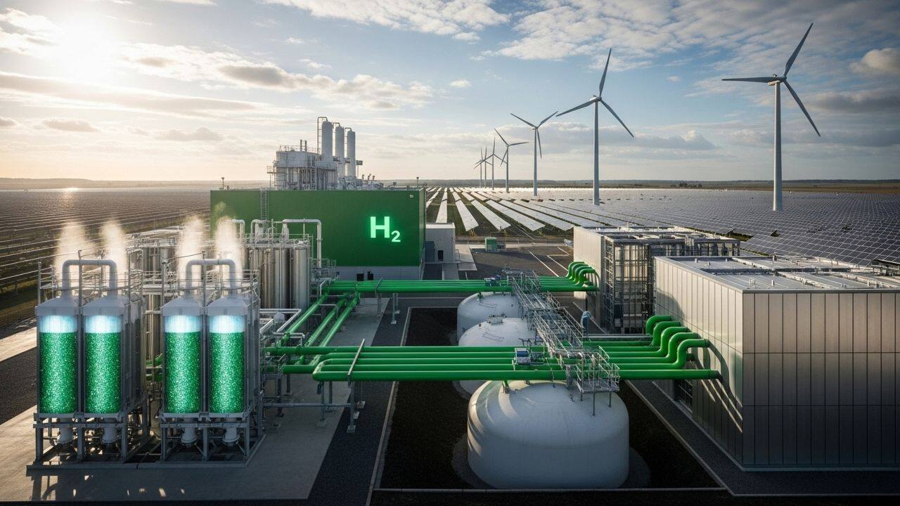 Green hydrogen is produced by splitting water using renewable electricity. (Image: Canva)