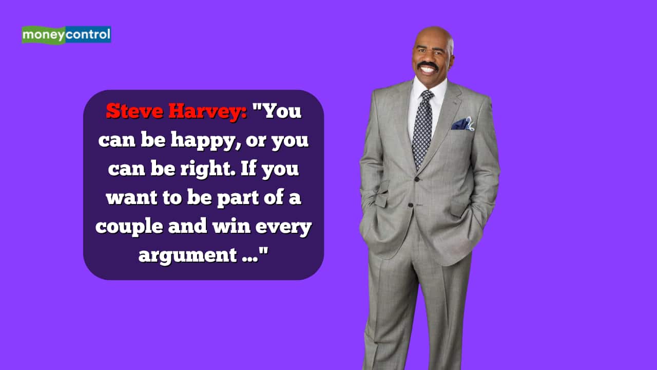 Quote of the Day by Steve Harvey: "You can be happy, or you can be right. If you want to be part of a couple and win every argument ..."