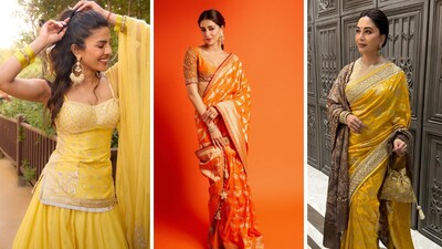 You can celebrate Basant Panchami without wearing a yellow outfit by adding gold jewellery, bindis, dupattas, potli bags, or yellow blouses inspired by celebrities. (Pic credit: Instagram)