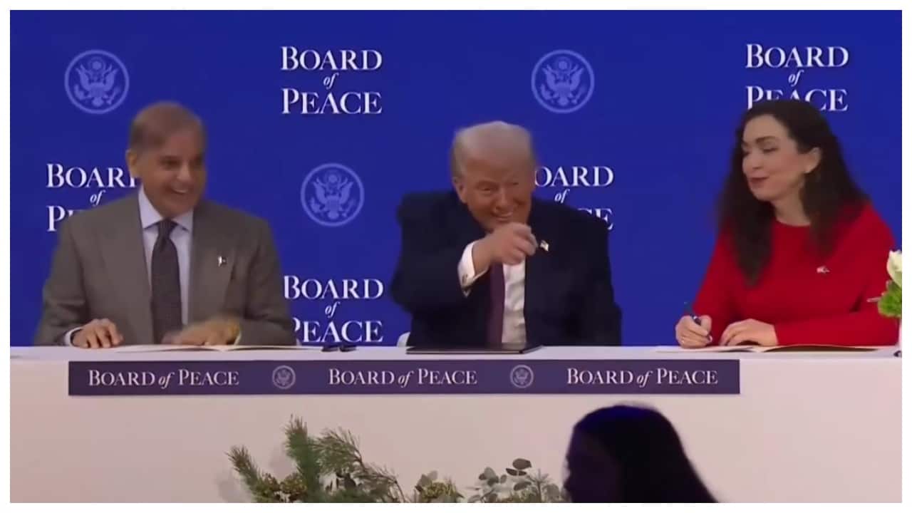 Watch: Trump smiles, points at Asim Munir after Shehbaz Sharif's gesture at Davos event