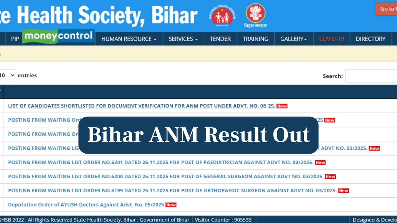 Bihar ANM Result 2026 Out at shs.bihar.gov.in; Direct Link Here