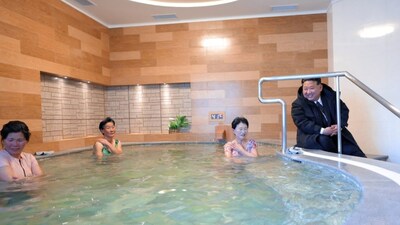 Kim Jong Un tours a North Korean resort. (Image: @airkatakana/X) 