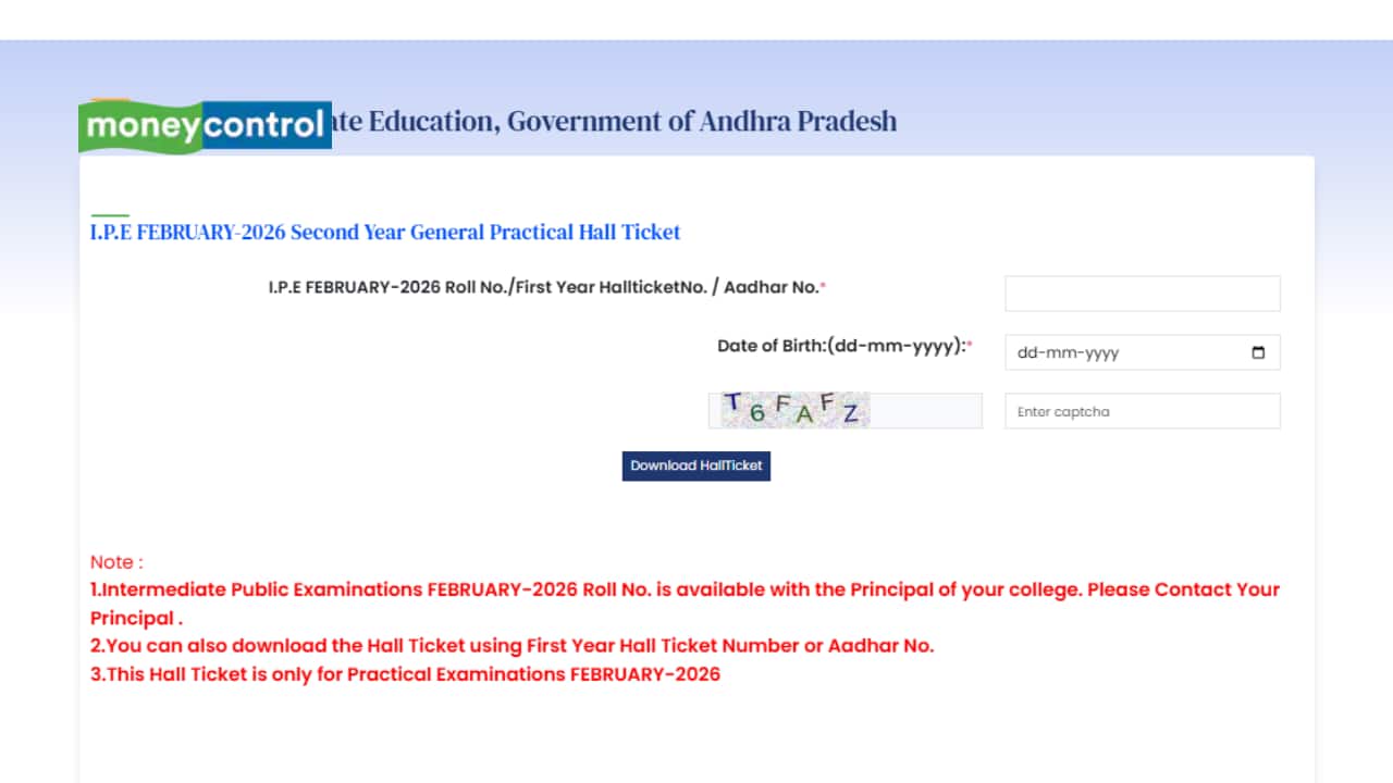 AP Intermediate Hall Ticket 2026: Class 12 Practical Exam Admit Card Out, Link to Download Here
