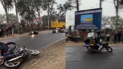 Police explain cause after viral video shows bikes sliding Amroha. (Image: @Arv_Ind_Chauhan/X)