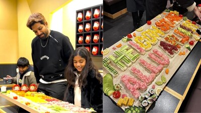 Allu Arjun eats Sushi in Japan with family