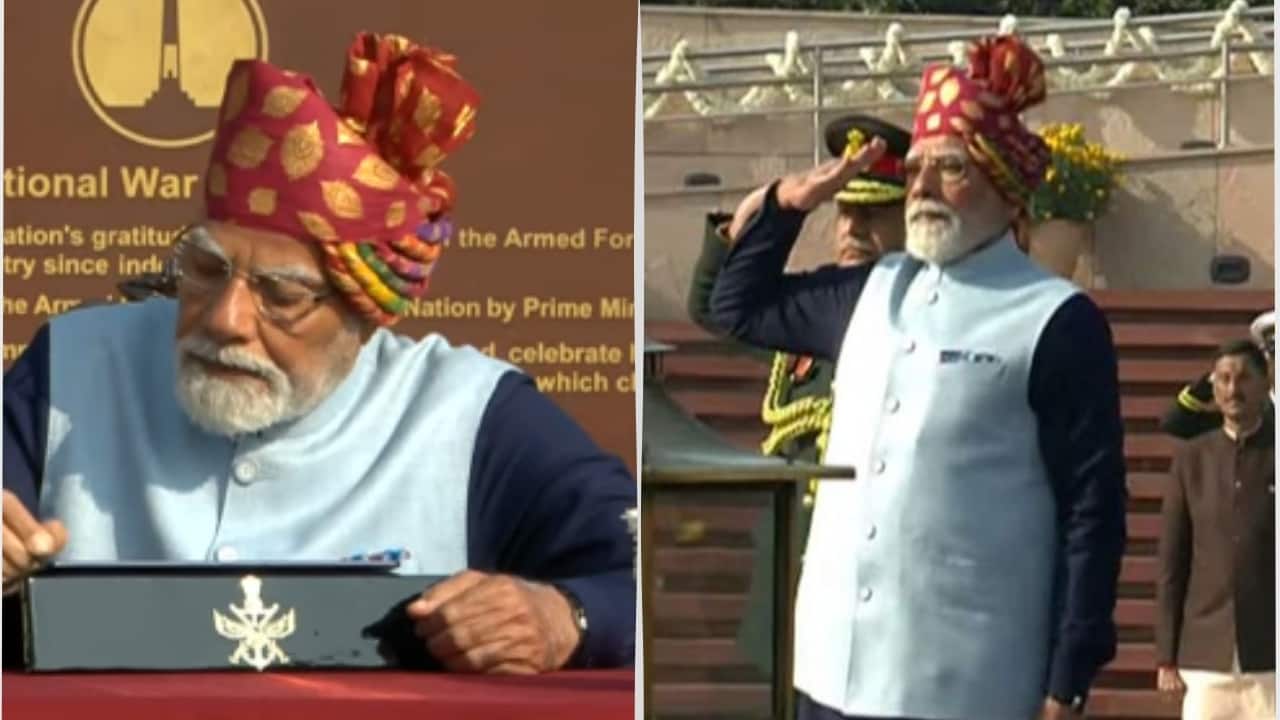Republic Day parade 2026: PM Narendra Modi wears light blue jacket and red tie-dye pagdi with gold motifs in his signature style