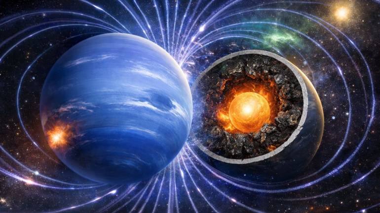 Neptune spins in silence, wrapped in blue clouds. (Image: Canva)