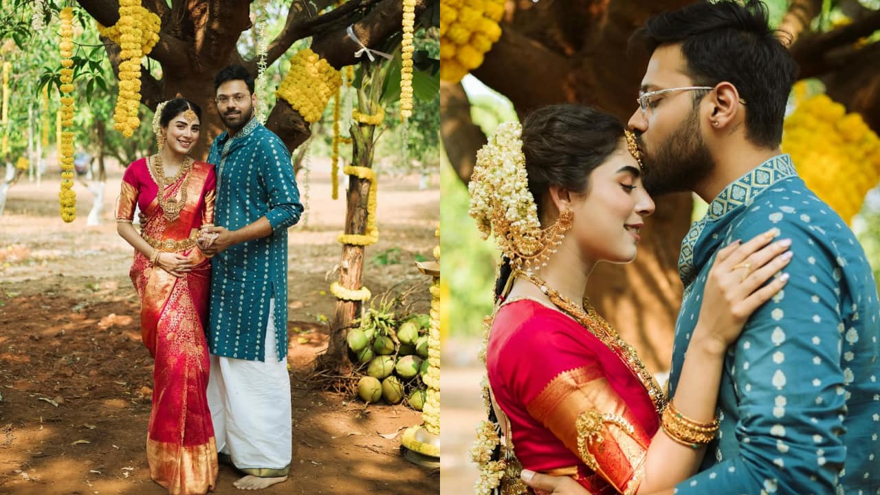 Anupamaa actress Adrija Roy glows in red kanjeevaram saree as she gets engaged to Vignuesh Iyer