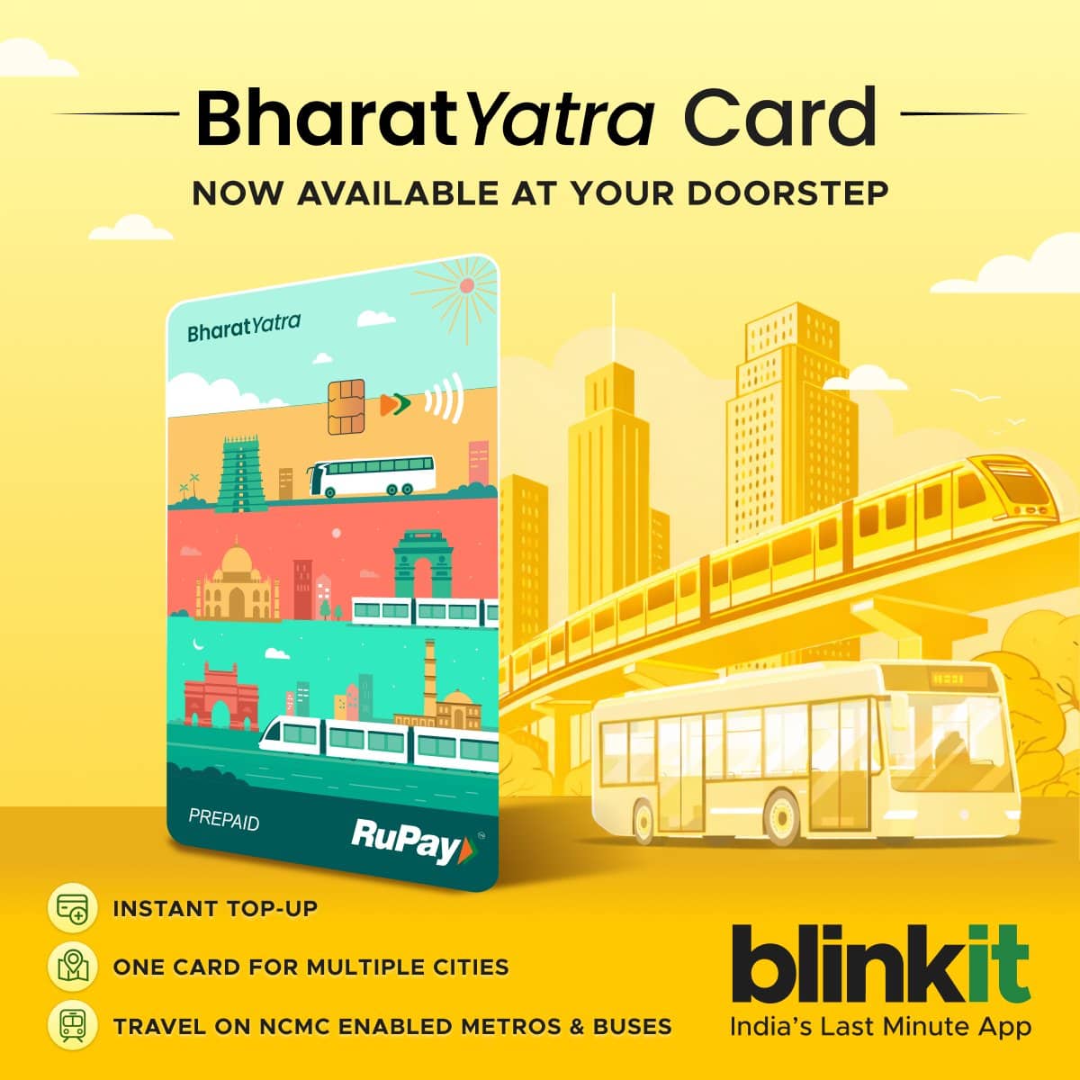 Blinkit launches Rs 50 NCMC Bharat Yatra Card: One RuPay card for metro and bus travel across Indian cities