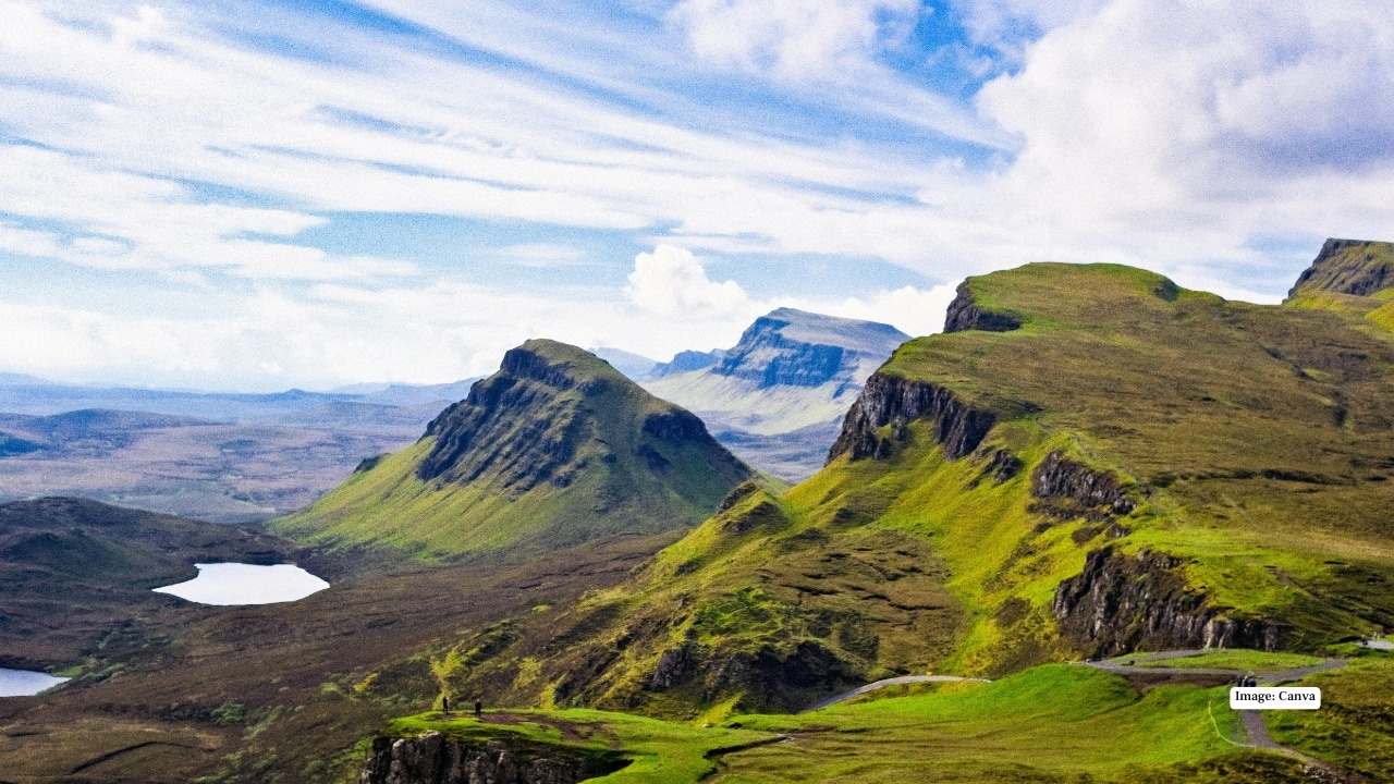 <strong>8. Quiraing, Scotland, United Kingdom</strong><br /><strong>Eye-Catching Score: 72.7/100</strong><br />Part of the Trotternish Ridge on the Isle of Skye, the Quiraing is a dramatic landslip landscape defined by cliffs, pinnacles, and sweeping curves. The terrain is particularly striking at sunrise and sunset. While accessible by car, the narrow and winding approach roads mean advance planning is essential.