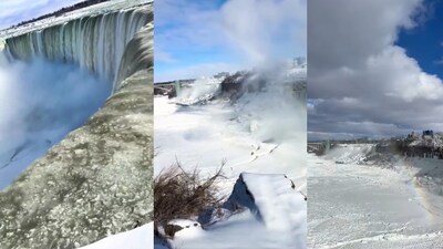 Frozen in motion: Mist turns to ice as a polar vortex plunges Niagara Falls into sub-zero temperatures, creating a surreal winter spectacle.
