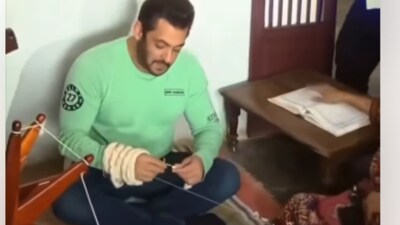 When Salman Khan visited Sabarmati Ashram and tried his hands at Gandhi ji's Charkha