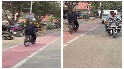 A cyclist-lane is being trespassed by traffic violators in Pune
