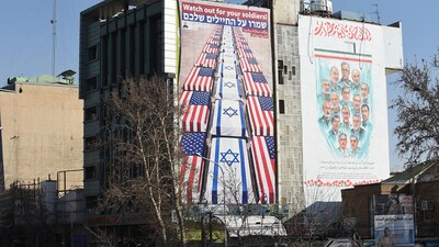An anti-US and Israel mural in Tehran.

(Getty Images/Bloomberg)