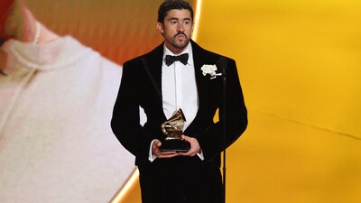 Bad Bunny accepts the award for Best Musica Urbana Album for "Debi Tirar Mas Fotos" during the 68th Annual Grammy Awards in Los Angeles. (Photo: Reuters) 