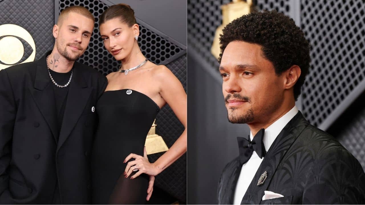 Hailey Bieber can’t stop laughing at Trevor Noah’s Justin Bieber joke at the Grammys 2026
