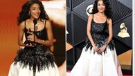 <strong>Olivia Dean</strong><br />A new artist on the block, Dean wore a glamourous black and white number. This was the first time she walked the Grammy red carpet and also the first time she was nominated. Her curls and smile were other two X factors about her overall look. (Picture Credit: Instagram)