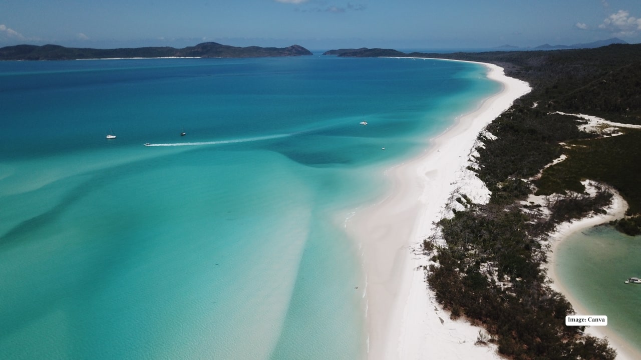 <strong>3. Whitehaven Beach – Queensland, Australia</strong><br />Renowned for 98% pure silica sand, Whitehaven Beach’s brilliant white shoreline swirls with clear turquoise waters at Hill Inlet. Its visual spectacle, ever-changing with tides, is simply hypnotic.