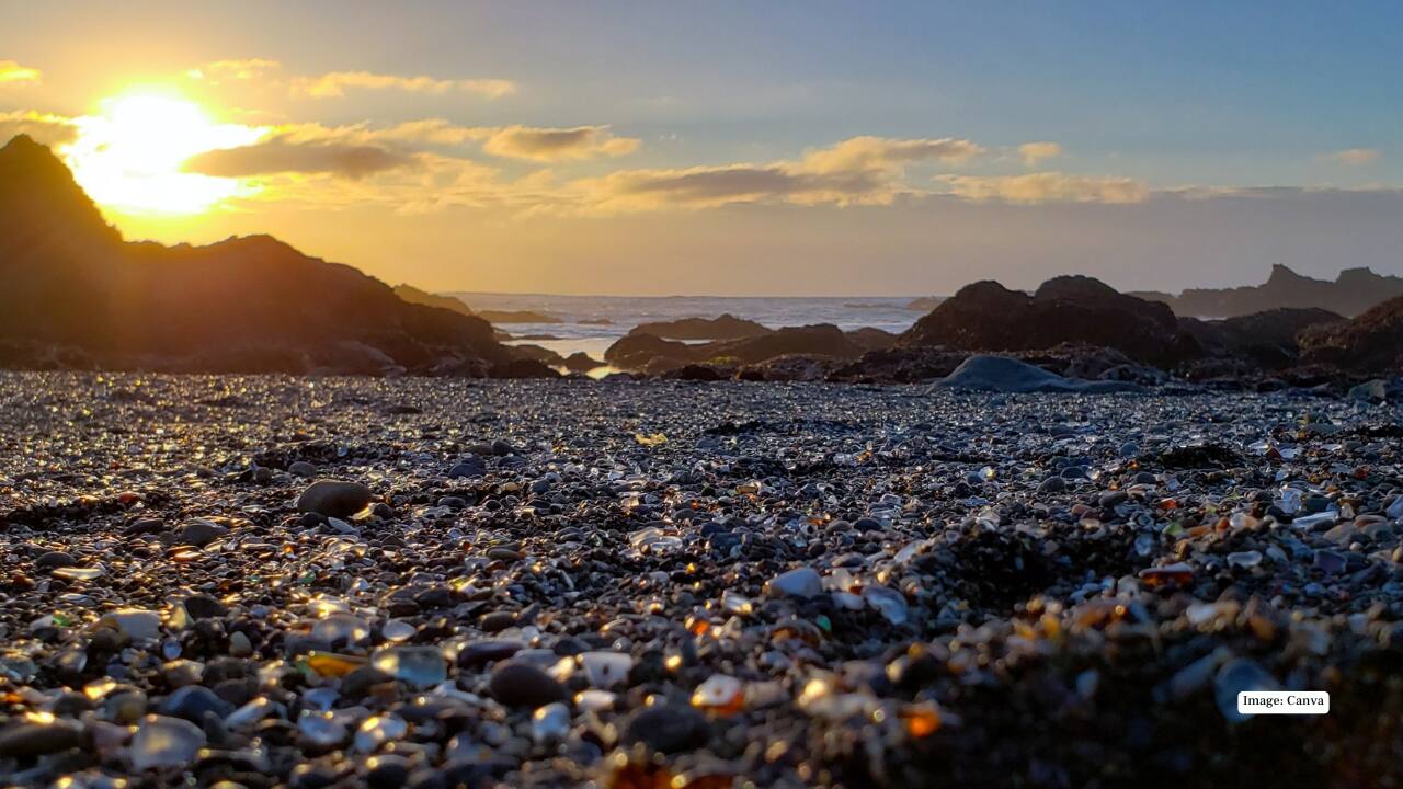 <strong>8. Glass Beach – Fort Bragg, California</strong><br />Shimmering with smooth, multicolored sea glass, this beach was formed from decades of discarded glass polished by the ocean. Walking here feels like stepping on nature’s own gemstone collection.