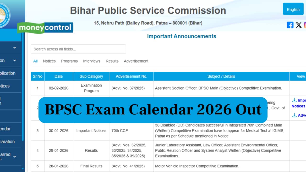 BPSC Exam Calendar 2026 Out @bpsc.bihar.gov.in, Check Tentative Schedule Here