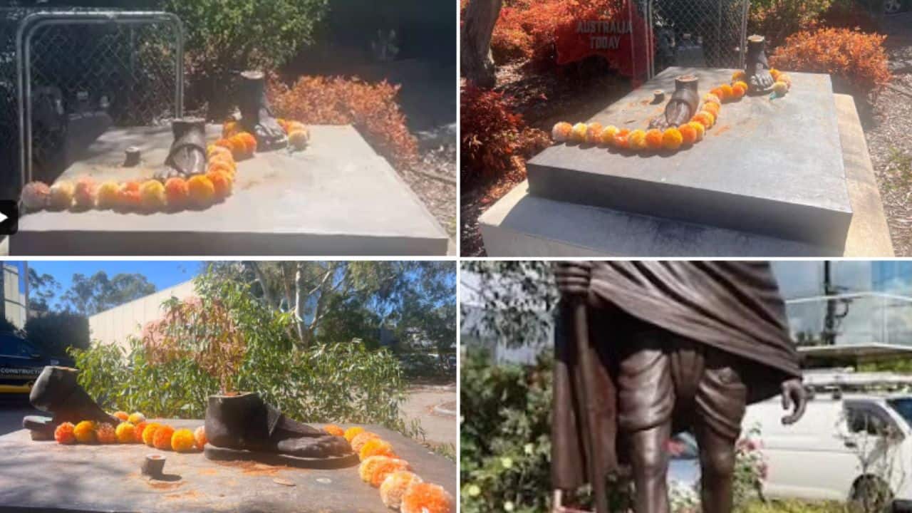 Mahatama Gandhi's bronze statue cut into pieces using angle grinder, then stolen in Melbourne; pics surface
