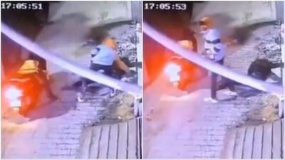 Screenshots of the CCTV footage collected by the police. The clip is now viral. (Image credit: @SinghDeepakUP/X)
