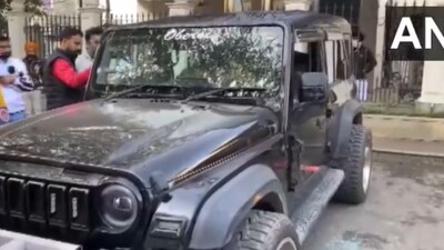 The car inside which Lucky Oberoi was shot dead