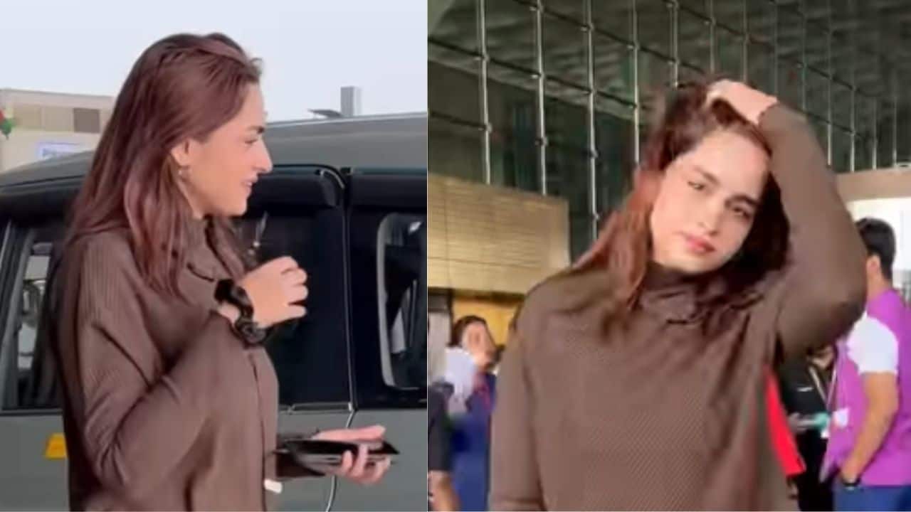 Ayesha Khan didn’t expect paparazzi at the airport, her reaction won hearts; Watch here