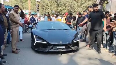 At least six people were injured on Sunday afternoon after a speeding Lamborghini, allegedly driven by the son of a prominent tobacco trader, rammed into pedestrians and two-wheelers 