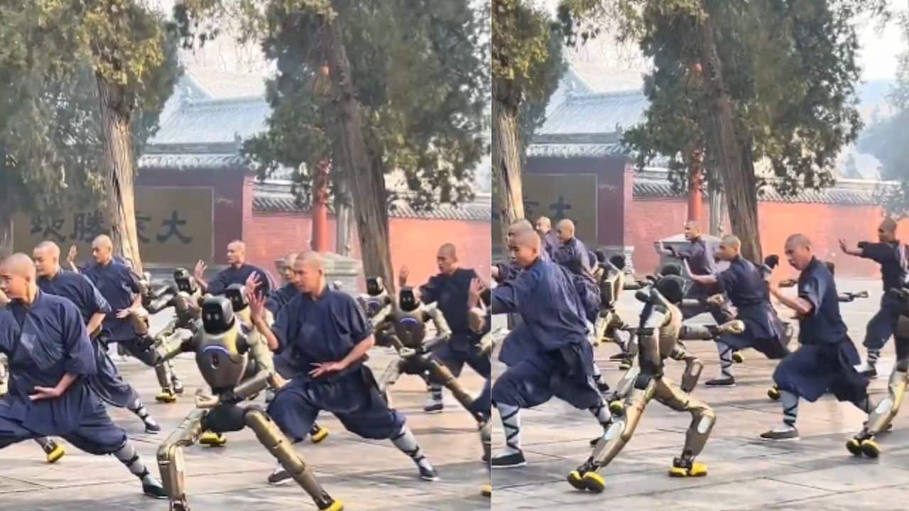 Watch China’s humanoid robots practice kung fu with Shaolin monks in viral temple video