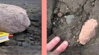 Scientists discovered that the pink granites formed around 175 million years ago in Antarctica. (Image: Joanne Johnson)