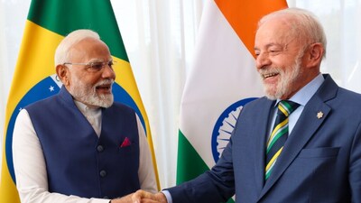 Prime Minister Narendra Modi with Brazil's President Luiz Inacio Lula da Silva