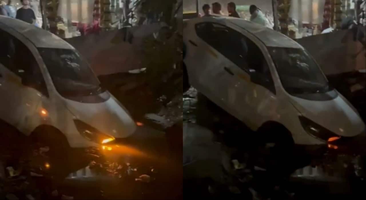Watch: Weeks after Noida techie Yuvraj Mehta's death horror, another car plunges into open drain