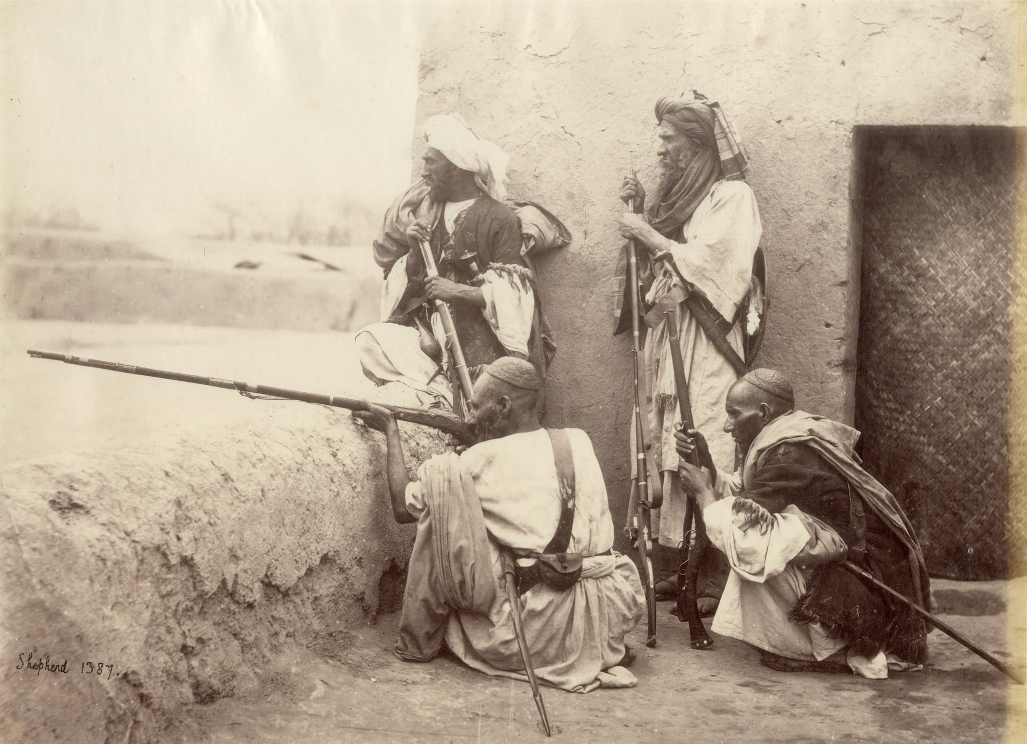 In an accompanying essay-cum-catalogue book, Ahmedabad University School of Arts and Sciences Associate Professor Ranu Roychoudhuri writes: “The British colonial administration in India considered the Revolt of 1857 as an anthropological failure of Empire — a failure to comprehend India and its people, and consequently to govern them effectively, despite almost a century of collecting, recording and classifying information about them. Indeed, historians, anthropologists and literary scholars have variously marked 1857 as an originating moment for much of the later colonial anxiety, even up to 1947, prompting thorough enumeration and surveillance of the subcontinent.” (Pictured here: Group of Afredees from the Khyber Pass, Peshawar; silver albumin print from wet collodion glass negative, c. 1862; photo by Charles Shepherd, courtesy DAG.)