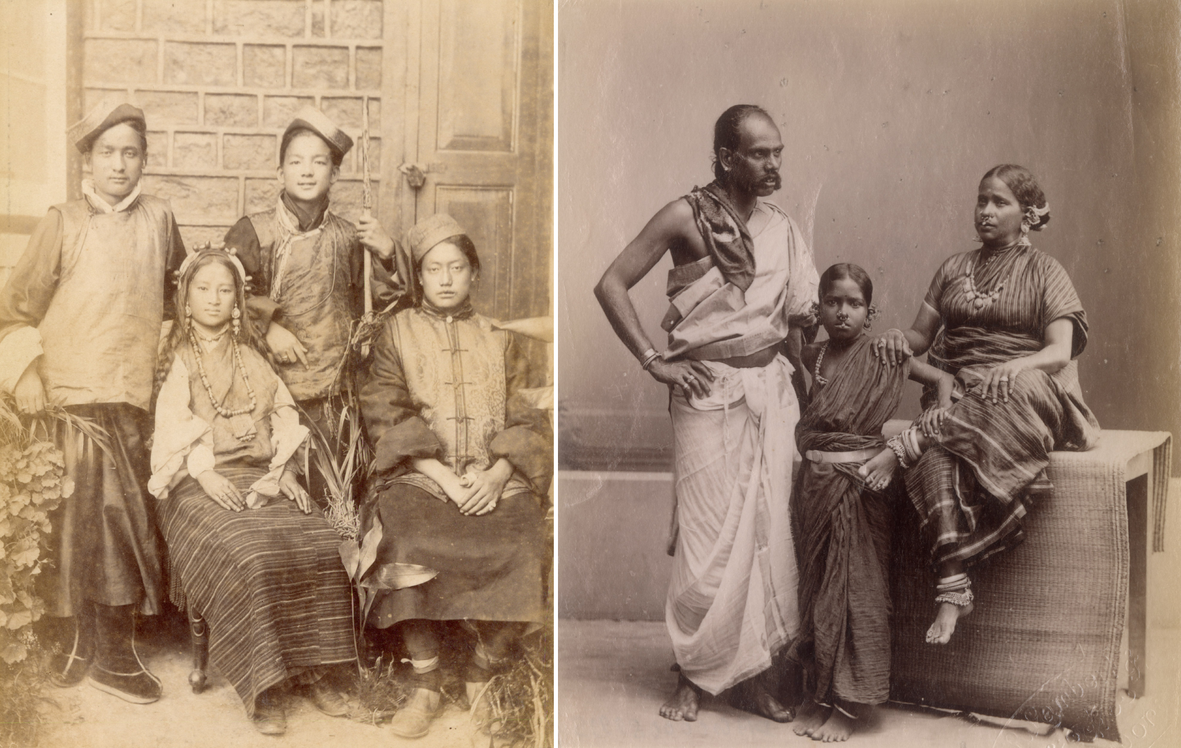 An exhibition of photographs from the period — ‘Typecasting: Photographing the Peoples of India 1855 –1920’, drawn from the collection of Delhi art gallery DAG, on at Bikaner House in Delhi till February 15 — offers perspectives and arguments to re-examine these images, both as a lookback at the colonial project that occasioned them and as an alternative reading for what the images and their subjects themselves might reveal to us a century-and-a-half later. (Pictured here on the left: Group of Young Bhutias (Laden La, standing right); silver albumin on card, c. 1890; photo attributed to Fred Ahrle; images courtesy DAG)