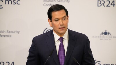 U.S. Secretary of State Marco Rubio speaks at the Munich Security Conference in Munich, Germany. (AP Photo)