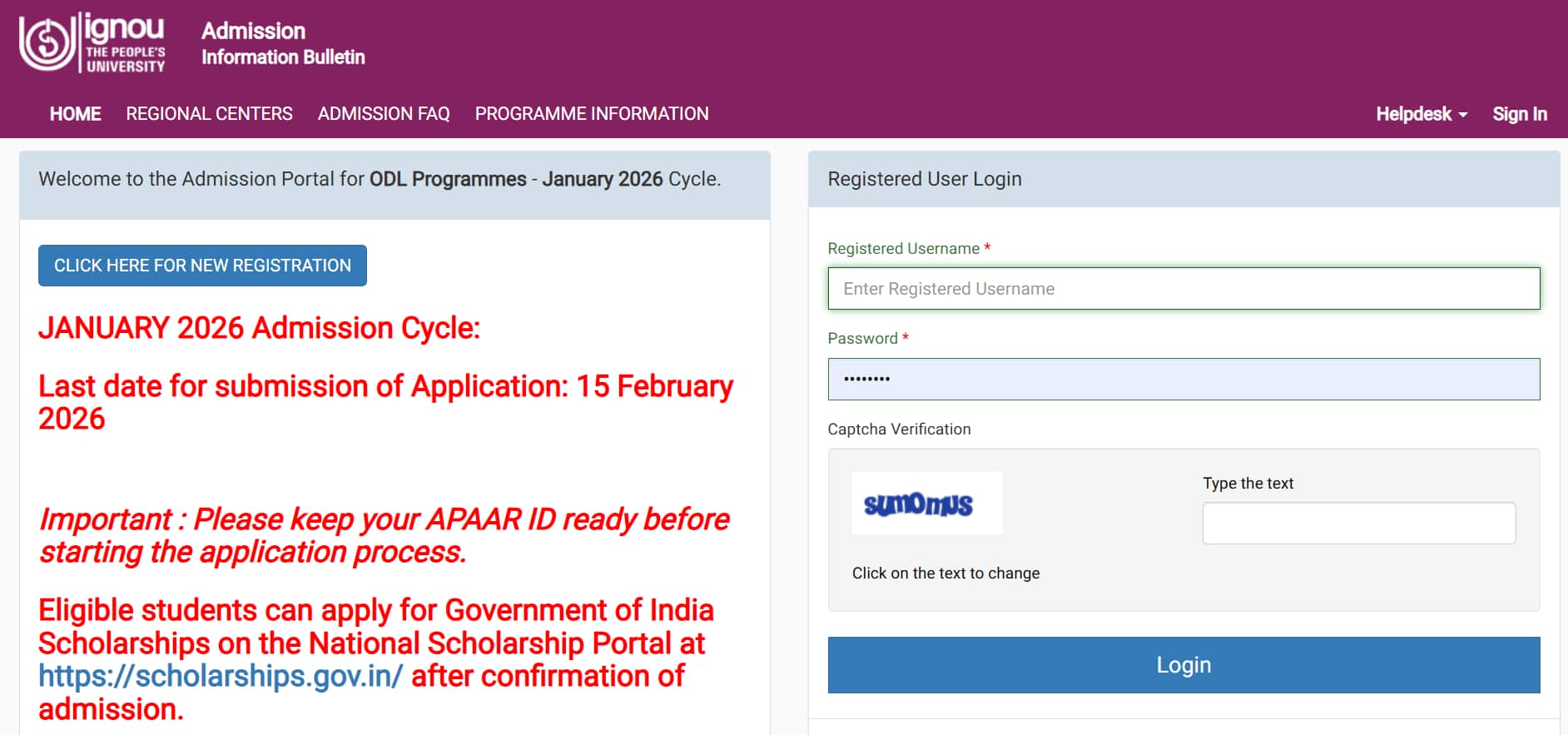 IGNOU January 2026 registration ends today for ODL courses, new APAAR ID rule mandatory