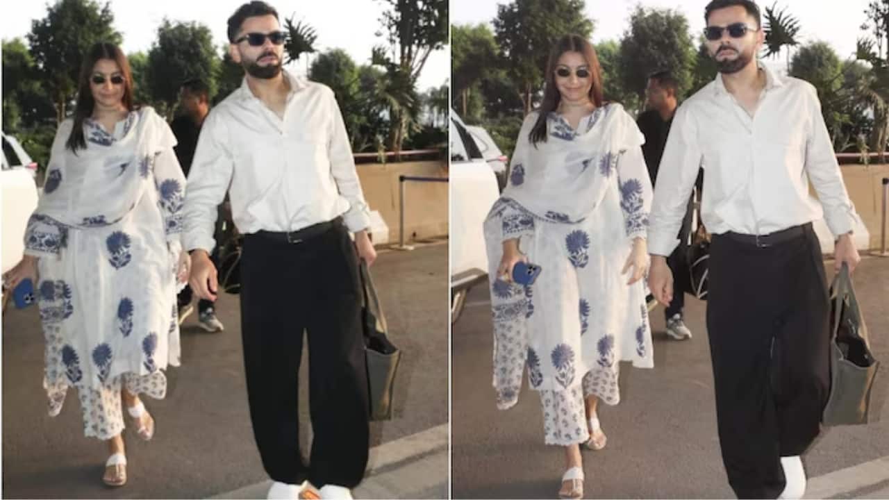 Anushka Sharma, Virat Kohli impress fans in soothing white clothes at Mumbai airport