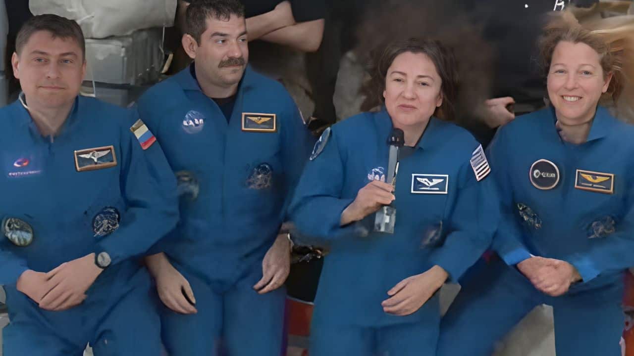 Andrei Fedyaev, Jack Hathaway, Jessica Meir and France's Sophie Adenot (left to right front row) (Image: NASA)