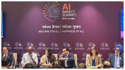 Former NITI Aayog CEO Amitabh Kant speaking at the AI Impact Summit in New Delhi on February 17, 2026.