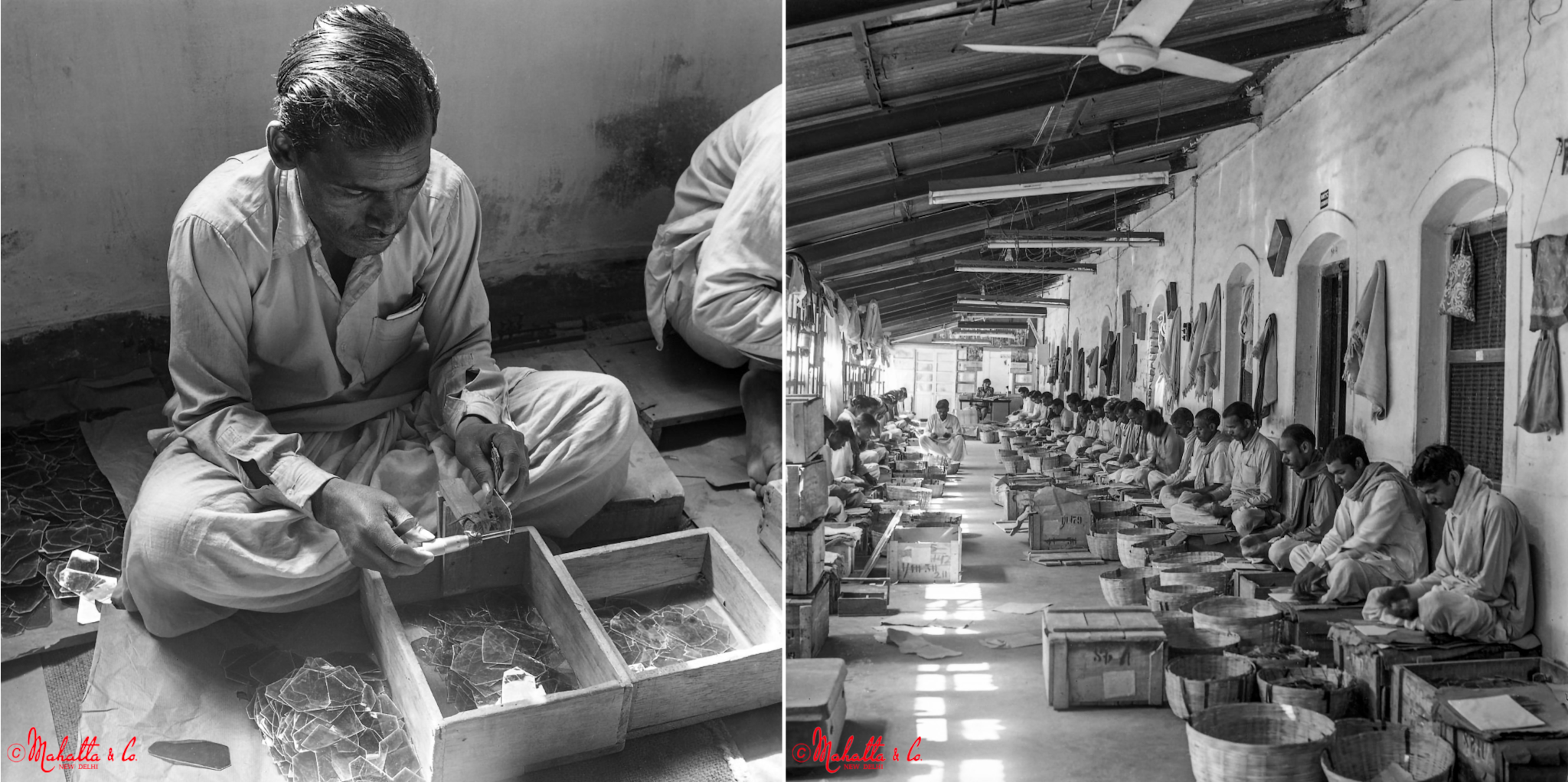 India Inc has, of course, seen a lot of automation in the last 50 years. In these images from 1970, though, we can see workers sitting on the floor, sorting, measuring, segregating and running quality checks on Mica manually. (Photos by Madan Mahatta, courtesy Mahatta &amp; Sons)