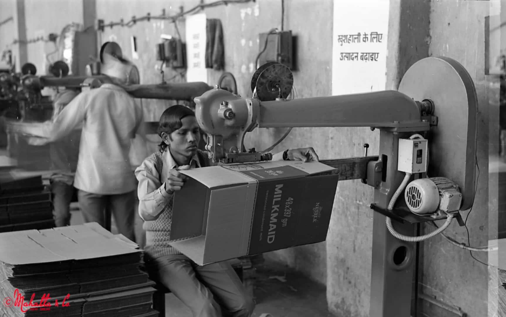 India's corrugated packaging industry was, at best, nascent and unorganized in the 1970s. Around 1976, Madan Mahatta shot images of the Perfectpac Limited factory in Faridabad for the promoters - the Rajgarhias. (Photos courtesy Mahatta &amp; Sons)