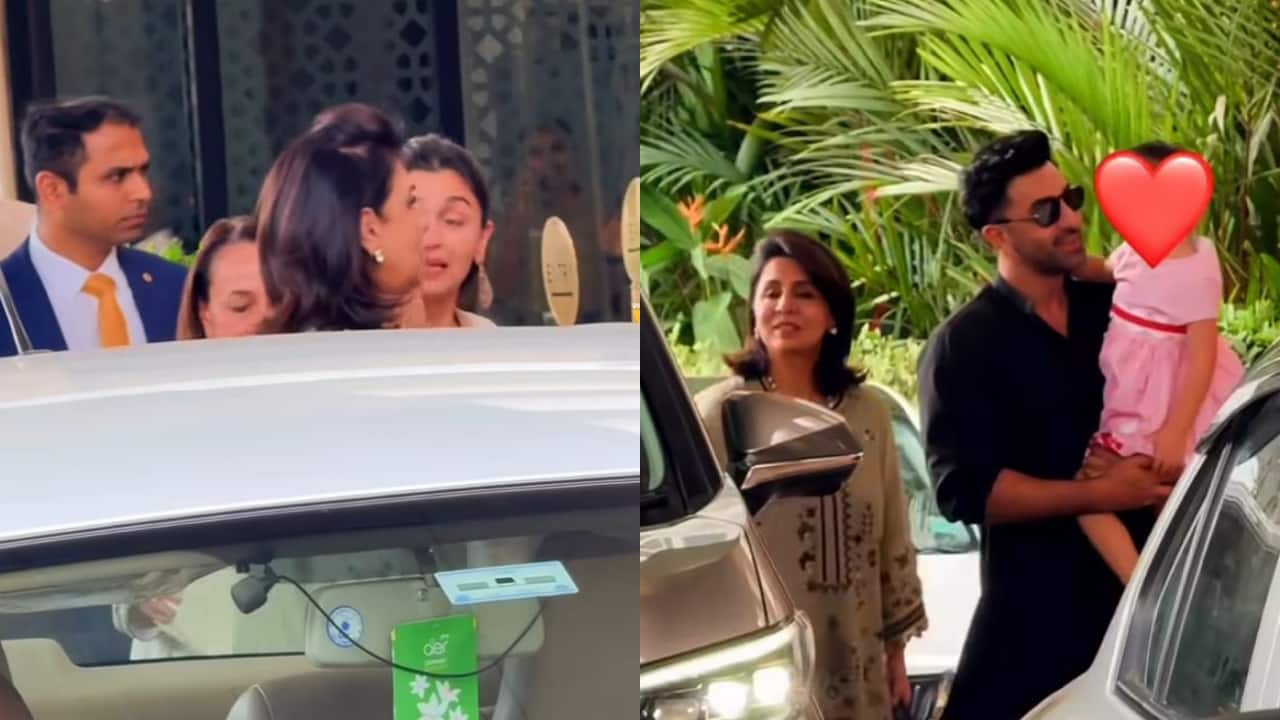 Ranbir Kapoor, Alia Bhatt, Raha and Neetu Kapoor spotted together in traditional outfits at a wedding in Mumbai